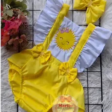 Jardineira romper coleção bordado Raio de sol