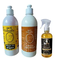 MAGIA DO ARGAN - Shampoo + Condicionador + Óleo Hidratação Pet Family