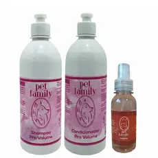 PRO VOLUME - Shampoo + Creme Condicionador + Colônia Doce 120ml Pet Family