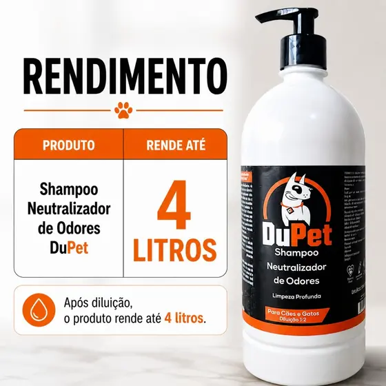 Shampoo Neutralizante de Odor Alto Rendimento Para Pets DuPet