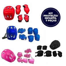 Kit Proteção Infantil 7 Peças Capacete Joelheira Cotoveleira Luvas Bicicleta Patinete Skate Patins