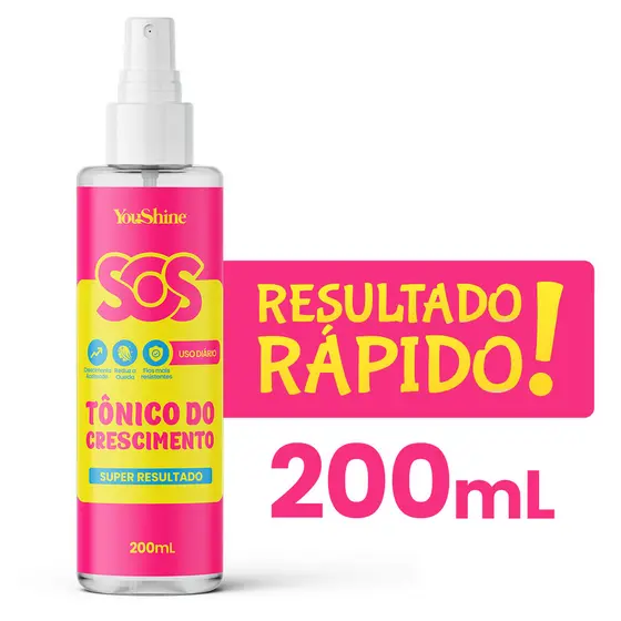 Tônico de Crescimento Acelerado SOS YouShine 200ml Spray Fios Mais Resistentes Resultado Rápido