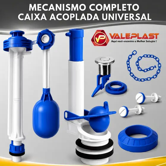Mecanismo Completo Descarga Caixa Acoplada Universal Bóia Reparo Banheiro Acionamento Superior Lateral Banheiro