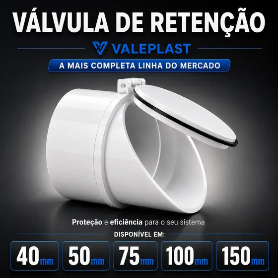 Válvula de Retenção Esgoto 40 50 75 100 150 Branca Anti Odor Anti Insetos Anti Refluxo Rede Sanitária Valeplast
