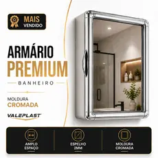 Armário Banheiro Plástico Espelheira Espelho Vidro 2mm Moldura Cromada Branco Preto Sobrepor Embutir Parafusos e Buchas