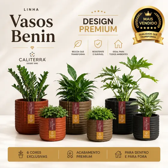 Vaso Polietileno Decorativo Cachepot para Plantas Jardim Paisagismo Suculentas Sala Varanda Área Interna Externa Benin
