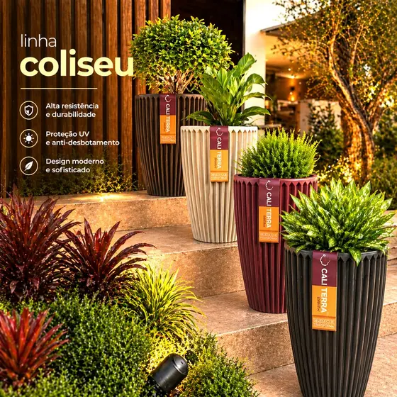 Vaso Grande Polietileno Decorativo Cachepot para Plantas Jardim Paisagismo Sala Varanda Área Interna Externa Coliseu