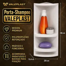 Porta Shampoo Cantoneira Banheiro Plástico Canto Porta Sabonete Prateleira com Parafusos e Buchas