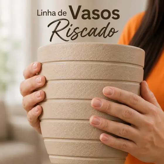 Vaso Riscato Polietileno Decorativo Cachepot para Plantas Jardim Paisagismo Suculentas Sala Varanda Área Interna