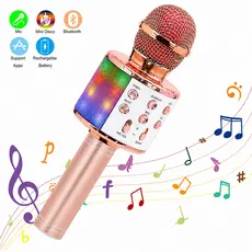 Microfone Infantil Recarregável WS858 Bluetooth com Som e LED