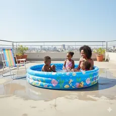 Piscina Inflável para crianças resistente 300 Litros Infantil Sun Way 3 anéis Redonda Fundo do Mar