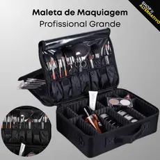 Maleta de Maquiagem Profissional Grande  Organizador com Divisórias Removíveis e Compartimentos para Pincéis