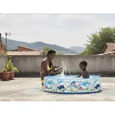 Piscina Inflável Redonda Infantil Bebê borda resistente capacidade 230 Litros Sun Way original