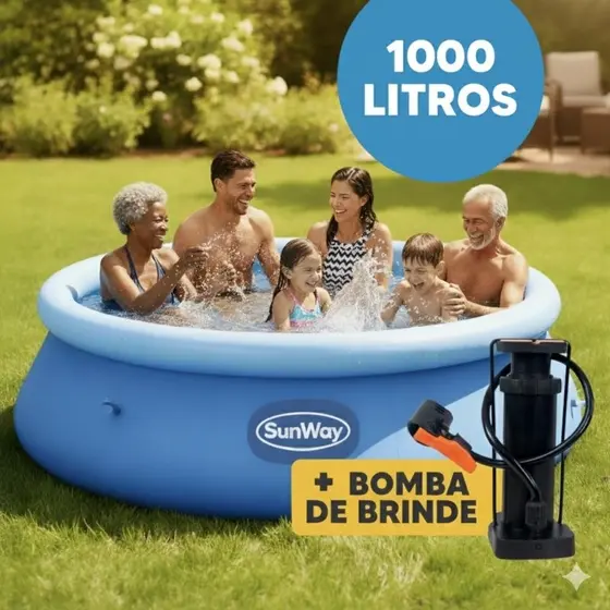 Piscina Redonda De 1000 Litros super resistente Com Borda Inflável Infantil E Adulto Bomba Brinde