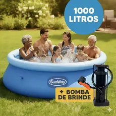 Piscina Redonda De 1000 Litros super resistente Com Borda Inflável Infantil E Adulto Bomba Brinde