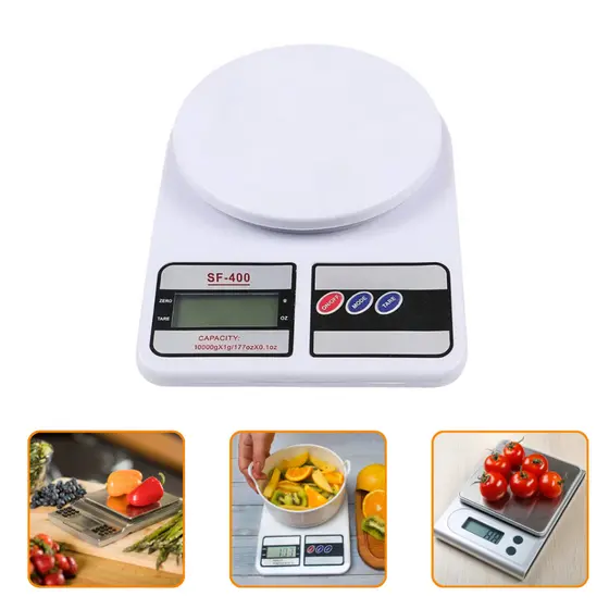 Balança Digital de Cozinha Alta Precisão Nutrição Dieta Fitness Alimentos 1g a 10kg TARA LCD SF400