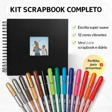 Álbum De Fotos Scrapbook Brinde 12 Canetas em gel livro de assinatura memorias fotograficas 24x22