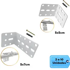 Kit Suporte Em L Cantoneira 5x5cm ou 5x7cm Trilho Suiço Cortina Instalação Parede -2 até 10 Unidades