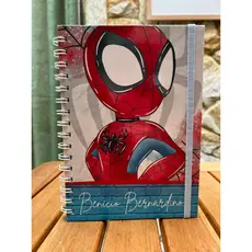 Agenda Infantil / Creche ou Caderno de recados Personalizada com nome Homem Aranha - Capa Dura
