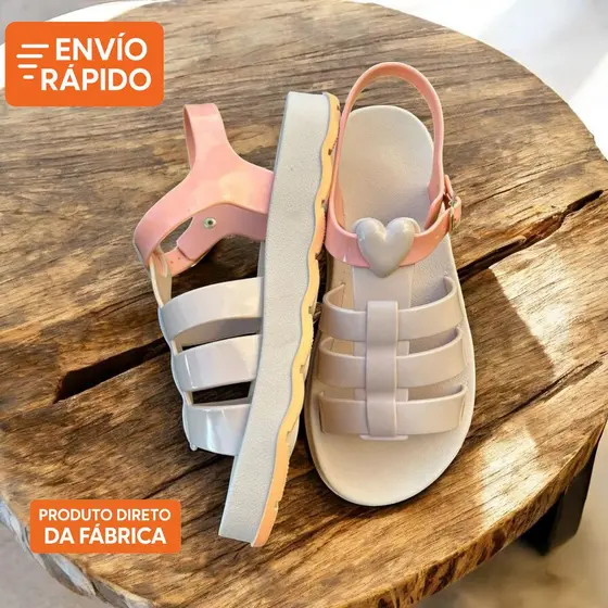 Sandália Papete Menina Mocinha Infantil Mini Blogueirinha Moda Conforto Coração