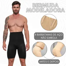 Bermuda Cinta Modeladora Masculina 4Barbatana De Aço Não Embola Alta Compressão Reduz Medidas Treino