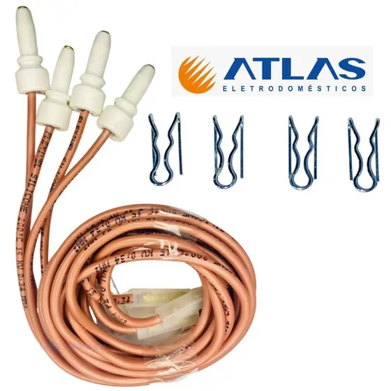 kit 4 velas + 4 travas especiais fogao atlas acendedor 3146