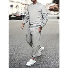 Moletom Careca Sueter Gola Redonda + Calça de Moletom Jogger Flanelado Algodão Feminino Masculino Liso Confortavel