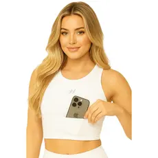 Cropped Alça Grossa Suplex Top Academia Feminino Fitness com Bolso Corrida Alta Sustentação com Bojo
