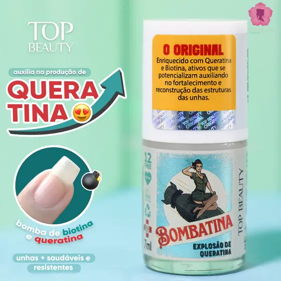 Base Bombatina Biotina e Queratina 12 Free Sos Unhas Top Beauty