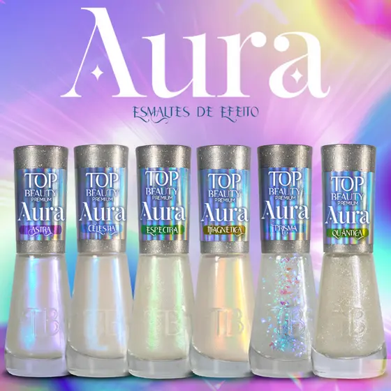 Kit Com 6 Esmaltes Coleção Aura Com Efeitos Top Beauty