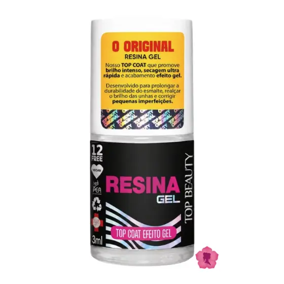 Top Coat Efeito Gel Resina Extra Brilho Sos Unhas Top Beauty