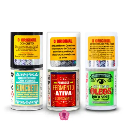 Kit 3 Bases Concreto + Fermento + Só Tenho Oleos Para Você Sos Unhas Top Beauty