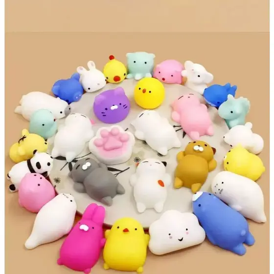 Kit 10/20/30/50 Squishy Mochi Bichinh De Apertar Anti Estresse Fidget Brimquedo Crianças Infantil
