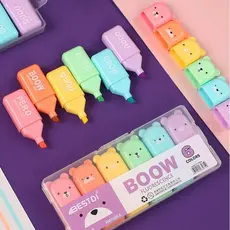 KIT COM 6 Mini Marca Texto Urso Ursinho (RM1520-6) Estojo Com TEXTO BOOW Roxo