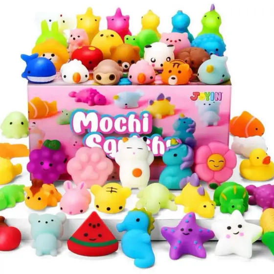 KIT 20/30/50/60/100 Bichinhos Macio Mochi De Apertar Alivio Estresse Fidget