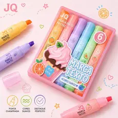Kit 6 Canetas Cheirinho Marca Texto Aroma de Frutas com Secagem Rápida e Colorido Papelaria Fofa
