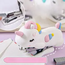 Mini Grampeador Unicórnio Fofo Criativo Escolar com Grampos N°10