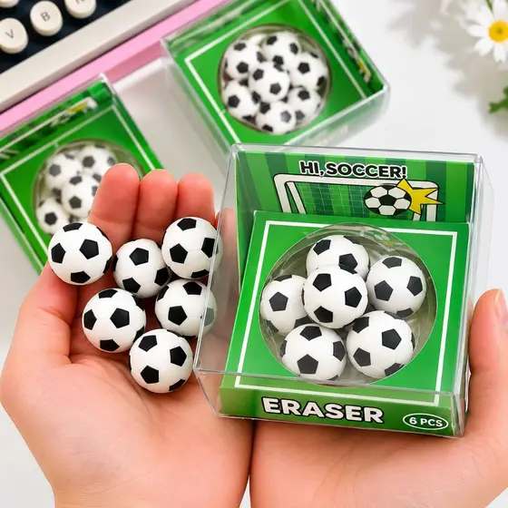 Borrachas Formato Bola de Futebol – Kit Escolar Criativo com Várias Unidades
