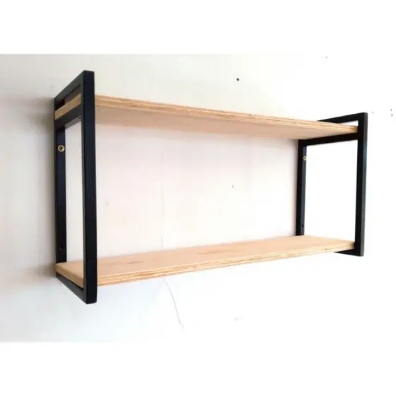 Prateleira Nicho Industrial 15x60cm Ferro e Madeira Parede Decoração Sala Quarto Cozinha