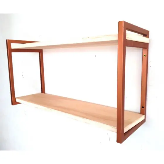 Prateleiras Nicho Estilo Industrial Cobre Rosé 15x60cm Ferro e Madeira Decoração Elegante