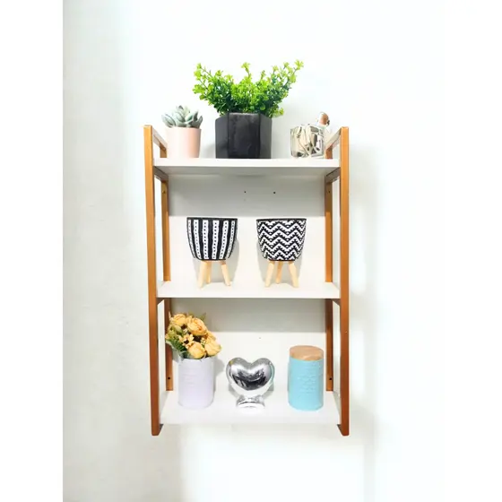Prateleira Estilo Industrial 3 Andares Ferro e MDF Para Banheiro Quarto Sala Cozinha Parede