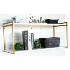 Prateleira Industrial 1m Parede MDF 30cm Profundidade Aço Reforçado Cozinha Sala Decoração