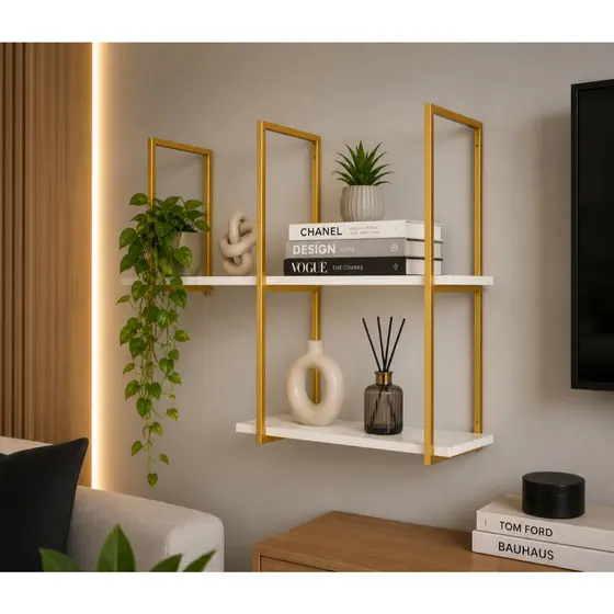 Kit Prateleira Industrial 1m x 70cm MDF com Suporte Aço Carbono Parede Decoração Moderna