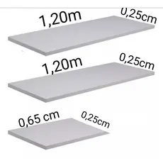 Kit 3 Prateleiras MDF Branco 15mm 120x25 e 60x25cm com Borda PVC Parede Decoração Moderna