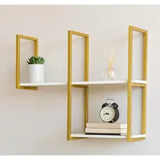 Kit Prateleira Estilo Industrial 1x0,70m MDF com Suporte Aço Carbono Parede Decoração Moderna