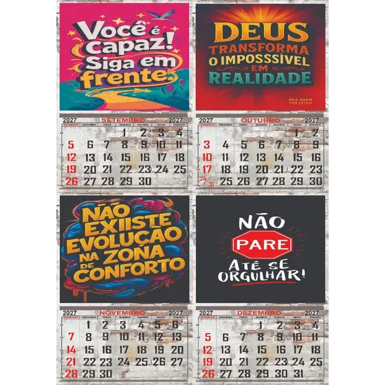 Calendario 2027 Motivacionais Imantado A6