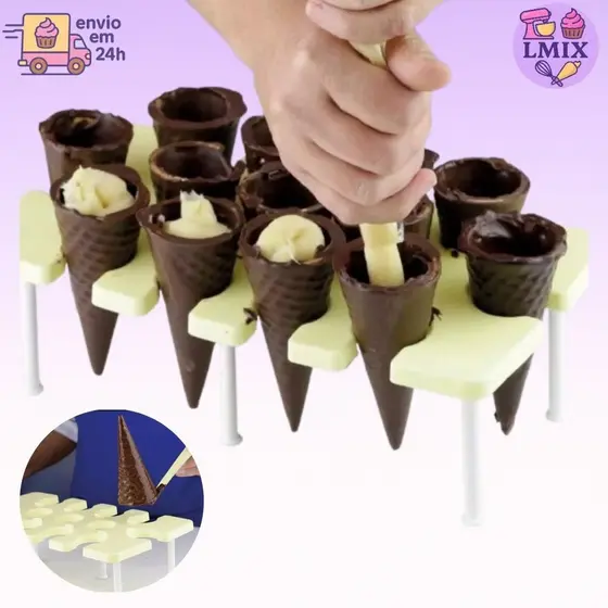 Suporte Com Pega Cone Bluestar Para Cone Trufado Recheado Temaki