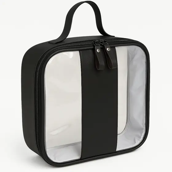Necessaire Transparente Feminina Maquiagem Viagem Praia Cor Preto