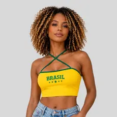 Top Cropped Regata Faixa Feminino Alça Cruzada Copa 2026