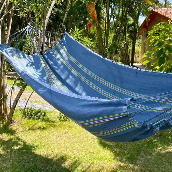 Rede De Dormir descanso resistente Cinza Com Listras Coloridas